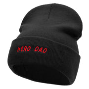 Hero Dad Embroidered 12 Inch Long Knitted Beanie