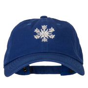 Glitter Snow Flake Embroidered Unstructured Washed Cap