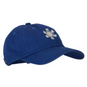 Glitter Snow Flake Embroidered Unstructured Washed Cap