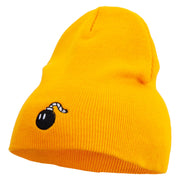 Mario Bomb Embroidered 8 inch Acrylic Short Beanie - Gold OSFM