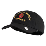 2nd Marine Division Veteran Embroidered 6 Panel Unstructured Cotton Twill Cap Made in USA - Black OSFM
