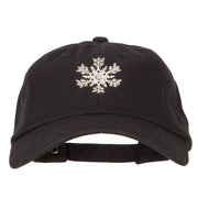 Glitter Snow Flake Embroidered Unstructured Washed Cap