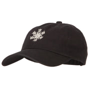 Glitter Snow Flake Embroidered Unstructured Washed Cap