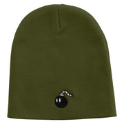 Mario Bomb Embroidered 8 inch Acrylic Short Beanie - Olive OSFM