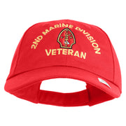2nd Marine Division Veteran Embroidered 6 Panel Unstructured Cotton Twill Cap Made in USA - Red OSFM