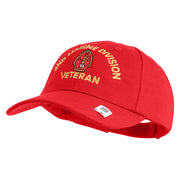2nd Marine Division Veteran Embroidered 6 Panel Unstructured Cotton Twill Cap Made in USA - Red OSFM