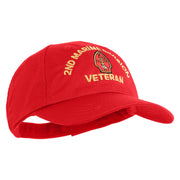 2nd Marine Division Veteran Embroidered 6 Panel Unstructured Cotton Twill Cap Made in USA - Red OSFM