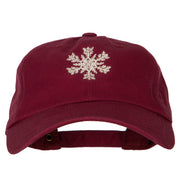 Glitter Snow Flake Embroidered Unstructured Washed Cap