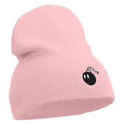 Mario Bomb Embroidered 8 inch Acrylic Short Beanie - Pink OSFM