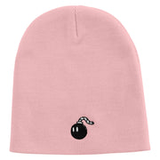 Mario Bomb Embroidered 8 inch Acrylic Short Beanie - Pink OSFM