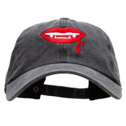 Dripping Lips Embroidered Unstructured Cotton Cap