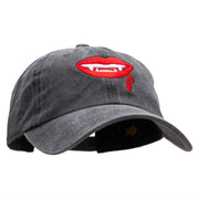 Dripping Lips Embroidered Unstructured Cotton Cap