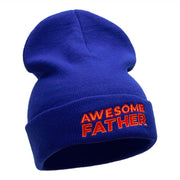 Awesome Father Embroidered 12 Inch Long Knitted Beanie