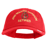 2nd Marine Division Retired Embroidered 6 Panel Unstructured Cotton Twill Cap Made in USA - Red OSFM