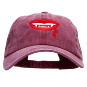 Dripping Lips Embroidered Unstructured Cotton Cap