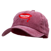 Dripping Lips Embroidered Unstructured Cotton Cap