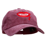 Dripping Lips Embroidered Unstructured Cotton Cap