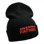 Awesome Father Embroidered 12 Inch Long Knitted Beanie