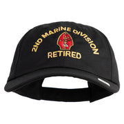 2nd Marine Division Retired Embroidered 6 Panel Unstructured Cotton Twill Cap Made in USA - Black OSFM