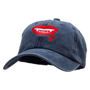 Dripping Lips Embroidered Unstructured Cotton Cap