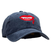 Dripping Lips Embroidered Unstructured Cotton Cap