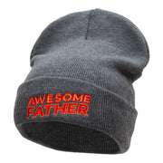 Awesome Father Embroidered 12 Inch Long Knitted Beanie