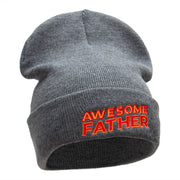 Awesome Father Embroidered 12 Inch Long Knitted Beanie