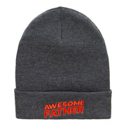 Awesome Father Embroidered 12 Inch Long Knitted Beanie