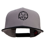 Mario Mushroom Paint Embroidered Two Tone Superior Cotton Twill Flat Bill Snapback Cap - Black-Grey OSFM