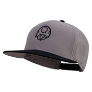 Mario Mushroom Paint Embroidered Two Tone Superior Cotton Twill Flat Bill Snapback Cap - Black-Grey OSFM