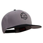 Mario Mushroom Paint Embroidered Two Tone Superior Cotton Twill Flat Bill Snapback Cap - Black-Grey OSFM