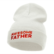 Awesome Father Embroidered 12 Inch Long Knitted Beanie