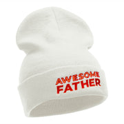 Awesome Father Embroidered 12 Inch Long Knitted Beanie