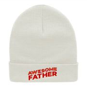 Awesome Father Embroidered 12 Inch Long Knitted Beanie