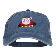 Santa with Christmas Lights Embroidered Washed Cap