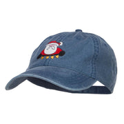 Santa with Christmas Lights Embroidered Washed Cap