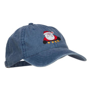 Santa with Christmas Lights Embroidered Washed Cap