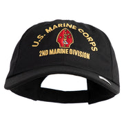 U.S. Marine Corps 2nd Marine Division Embroidered 6 Panel Unstructured Cotton Twill Cap Made in USA - Black OSFM