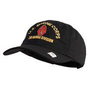 U.S. Marine Corps 2nd Marine Division Embroidered 6 Panel Unstructured Cotton Twill Cap Made in USA - Black OSFM