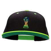 Soccer Ball Trophy Embroidered Wool Blend 2 Tone Classic Snapback - Black-Yellow OSFM