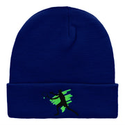 Tennis Action Player Silhouette Embroidered Long Knitted Beanie