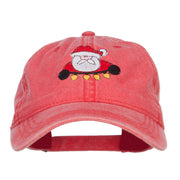 Santa with Christmas Lights Embroidered Washed Cap