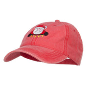 Santa with Christmas Lights Embroidered Washed Cap