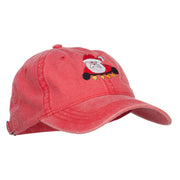 Santa with Christmas Lights Embroidered Washed Cap