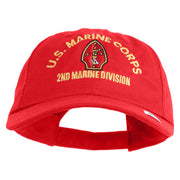 U.S. Marine Corps 2nd Marine Division Embroidered 6 Panel Unstructured Cotton Twill Cap Made in USA - Red OSFM
