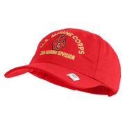 U.S. Marine Corps 2nd Marine Division Embroidered 6 Panel Unstructured Cotton Twill Cap Made in USA - Red OSFM