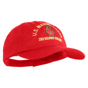 U.S. Marine Corps 2nd Marine Division Embroidered 6 Panel Unstructured Cotton Twill Cap Made in USA - Red OSFM