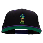 Soccer Ball Trophy Embroidered Wool Blend 2 Tone Classic Snapback - Black-Purple OSFM