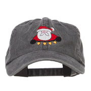 Santa with Christmas Lights Embroidered Washed Cap