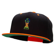 Soccer Ball Trophy Embroidered Wool Blend 2 Tone Classic Snapback - Black-Orange OSFM